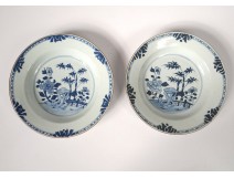 Pair porcelain China China Company India landscape pagoda Kangxi eighteenth