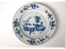 Porcelain hollow dish China India Company white blue flowers Kangxi eighteenth