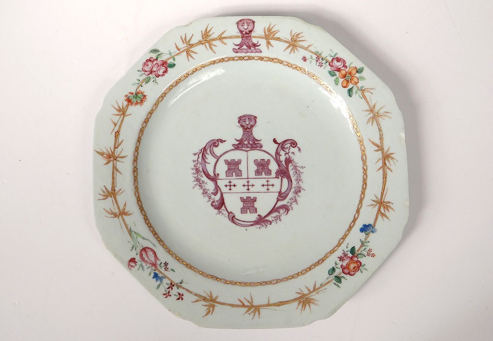 Plat Porcelaine Compagnie Indes Armoiries Blason Bambous Qianlong Xviiieme Ebay