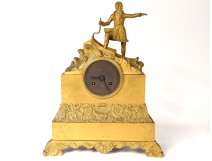 Golden bronze clock browser explorer palmettes Restoration nineteenth