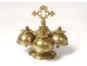 Ceremony bell 4 bells gilt bronze cross church 19th century