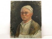 Oil on panel painting Portrait Louis Panel 20th