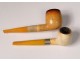 2 old pipes sea foam amber carved meerschaum late nineteenth century