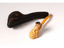 2 old pipes sea foam amber carved meerschaum late nineteenth century