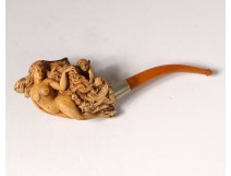 2 old pipes sea foam amber carved meerschaum late nineteenth century