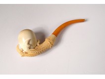 2 old pipes sea foam amber carved meerschaum late nineteenth century