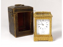 Pendulette officer bronze gilt bronze alarm clock ring request case XIX