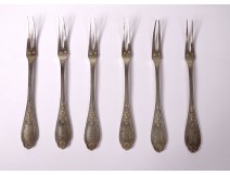 6 silver snail forks goldsmith Cailar-Bayard twentieth century