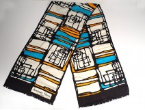 Rectangular silk scarf Jacques Heim Paris Geometric vintage twentieth century