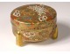 Satsuma porcelain tripod round box Japan decor Thousand Flowers Meiji nineteenth