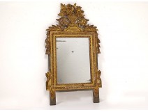 Small Louis XVI mirror carved gilded basket flowers ice eighteenth century