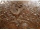 Carved wood panel coat of arms coat of arms miter cherub Château Treulan 17th