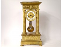 Portico pendulum with gilded bronze columns flowers crown Ith Empire XIXth