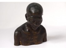 Bronze sculpture bust man Vietnam Hanoi school Indochina XXth century