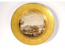 German KPM Berlin porcelain plate Prussian landscape carriage carriage 19th