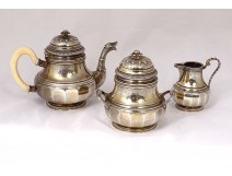 Small self-serving silver vermeil coffee service Minerve André Aucoc 769gr XIXth