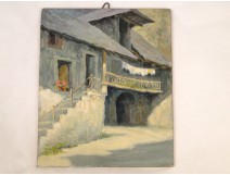 Oil painting by Auguste Britain Village Soup 20th