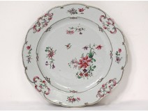 Dish porcelain plate Compagnie des Indes European decor flowers XVIIIth