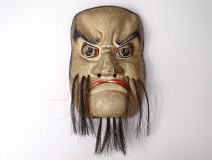 Noh mask polychrome wooden demon Gigaku O-beshimi Edo Japan XIXth