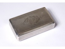 Snuff box solid silver monogram Minerve silversmith Dubois 62gr XIXth