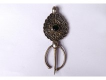 Small silver fibula cabochon jewel Morocco Maghreb Morocco XXth century