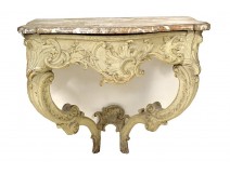 Louis XV console table carved lacquered marble shell breach eighteenth century