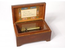 Wooden music box Reuge Sainte-Croix Switzerland 3 tunes Waltz early twentieth