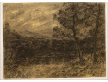 Charcoal Augustus Pointelin Jura landscape 19th