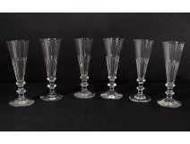 Series 6 champagne flutes cut crystal Saint-Louis model Caton XIXth