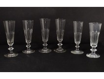 Series 6 champagne flutes cut crystal Saint-Louis model Caton XIXth