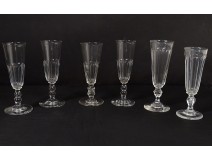 Series 6 champagne flutes cut crystal Saint-Louis model Caton XIXth