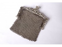 Purse purse sterling silver flowers 38gr Art Nouveau XIXth century