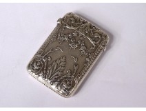 Small match box silver metal flower Art Nouveau foliage 19th