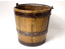 Bucket old oak wood wrought iron nineteenth century