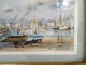 Pastel painting boats port Brittany Morbihan Philippe Girardot 20th century