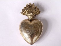 Small Heart of Marie box Ex-Voto silver vermeillé cross XIXth century