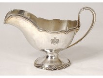 American solid silver sauce boat USA Goldsmith Shreve &amp; Co coat of arms 221gr XXth