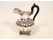 Silver milk jug and blackened wood Napoleon III 19th