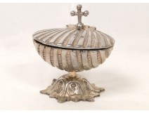 Shuttle censer church silvered bronze shell 19th