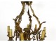 Chandelier 8 lights 2 lights gilded bronze foliage flowers late 19th century