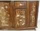 Cabinet wood carved mother of pearl Indochina Vietnam landscape butterflies nineteenth