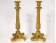 Pair of Napoleon III candlesticks gilded bronze candlesticks nineteenth claw feet