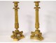 Pair of Napoleon III candlesticks gilded bronze candlesticks nineteenth claw feet