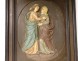 High-relief polychrome wood panel Visitation Virgin Mary Elisabeth 18th