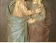 High-relief polychrome wood panel Visitation Virgin Mary Elisabeth 18th