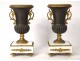 Pair of cassolettes Medici vases gilded bronze white marble Napoleon III nineteenth