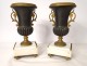 Pair of cassolettes Medici vases gilded bronze white marble Napoleon III nineteenth