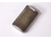 Small solid silver pyrogenic matchbox 19th century medallion