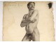 Naked man academy study pencil drawing signed Romieu XIXth century