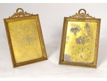 Pair of Louis XVI photo holder frames in gilded brass Napoleon III nineteenth crown